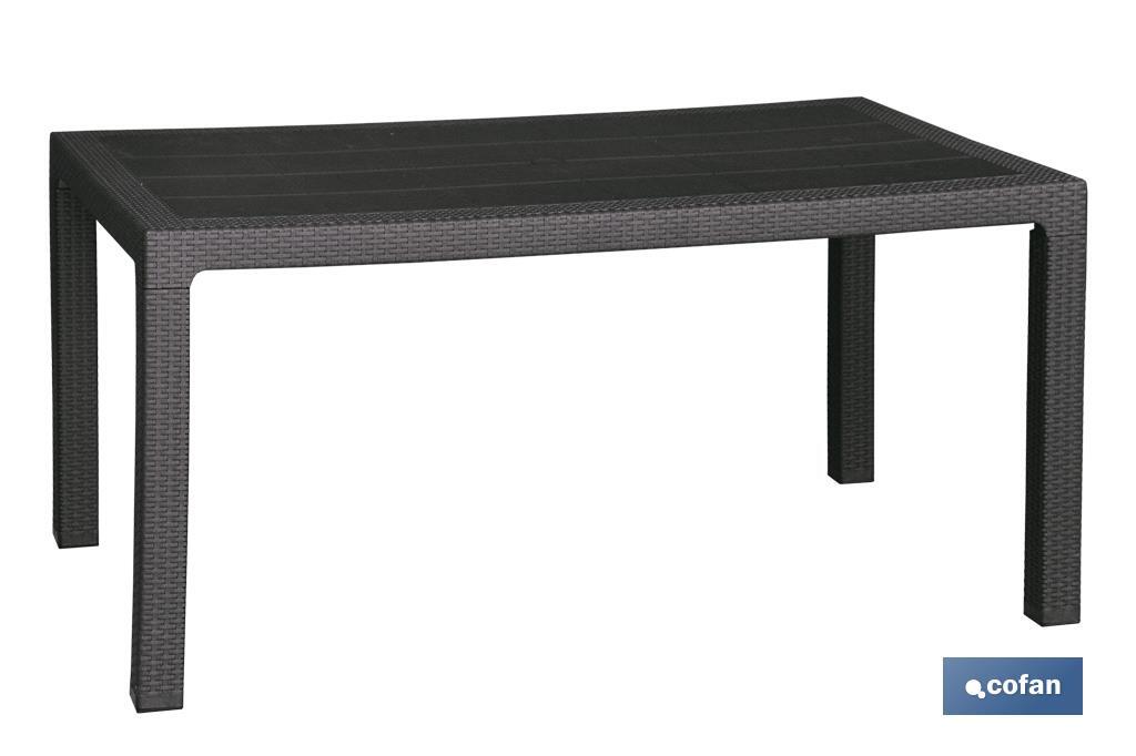 Mesa rectangular ratán antracita Mod. Elegante - Cofan